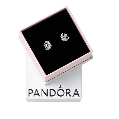 PANDORA Moments Mond-Ohrringe aus Sterling Silber mit Zirkonia, 292990C01
