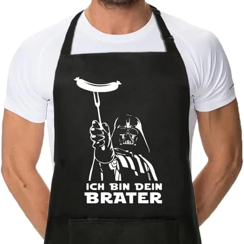 Sugeru Kochschürze-Darth Vader Hotdog-Muster | Star Wars Schürze mit 2 Taschen für Damen und Herren | Wasserdicht Küchenschürze,Kochen Backen Grillen für Haus,Restaurant | Verstellbare (Darth Vader)