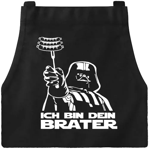 XCSJKJ Grillschürze für Männer Kochschürze Herren, Star Wars Schürze 4 Taschen, Lustige Grill Geschenke für Männer Kochschürze fur Herren,Star Wars Grill Schürze ICH BIN DEIN BRATER