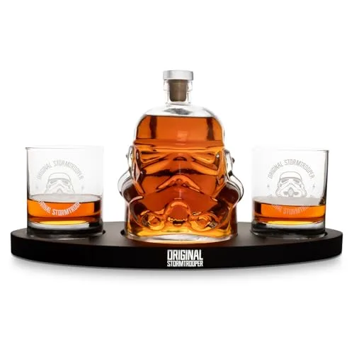 Original Stormtrooper Dekanter-Set mit 2 x 3D Whisky-Gläsern, für Whiskey, Bourbon, Scotch & Gin, 750 ml Dekanter mit originaler Korkdichtung, 300 ml Gläser - Thumbs Up!