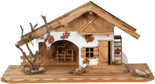 Geschenkestadl Holzhaus Krippe ca. 45cm x 21cm Holz Haus Krippe Landhaus Stall Weihnachten Dekoration