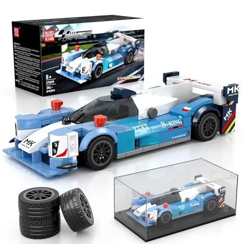 Mould King 27099 Technik Sportwagen Bausteinsets mit Acryl Vitrine Modellautos zum Sammeln, Geschenke für Kinder ab 8+ Jahren/Erwachsene Sammler Enthusiasten (396 Teile)