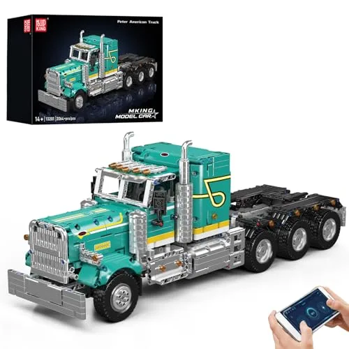 Mould King 13201 Technik American Truck Spielzeugauto Modellbausatz - Klemmbausteine Klassischer LKW Bausteine Auto Konstruktionsspielzeug Set Geschenke für Erwachsene ab 14 Jahren (2064+ Teile)